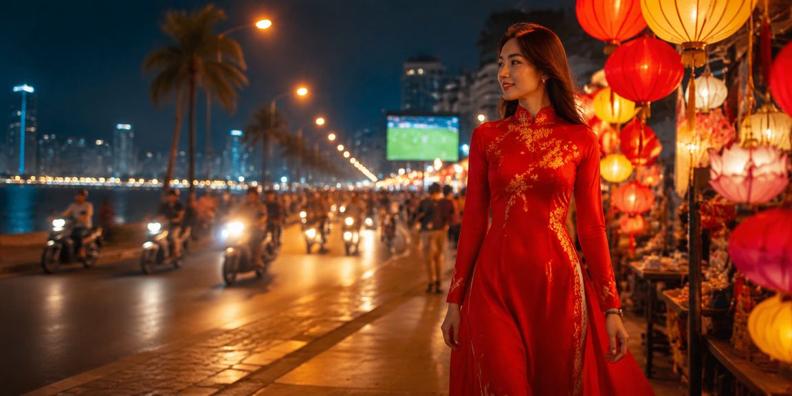 Cổ động viên bóng đá Việt Nam trong trang phục áo dài